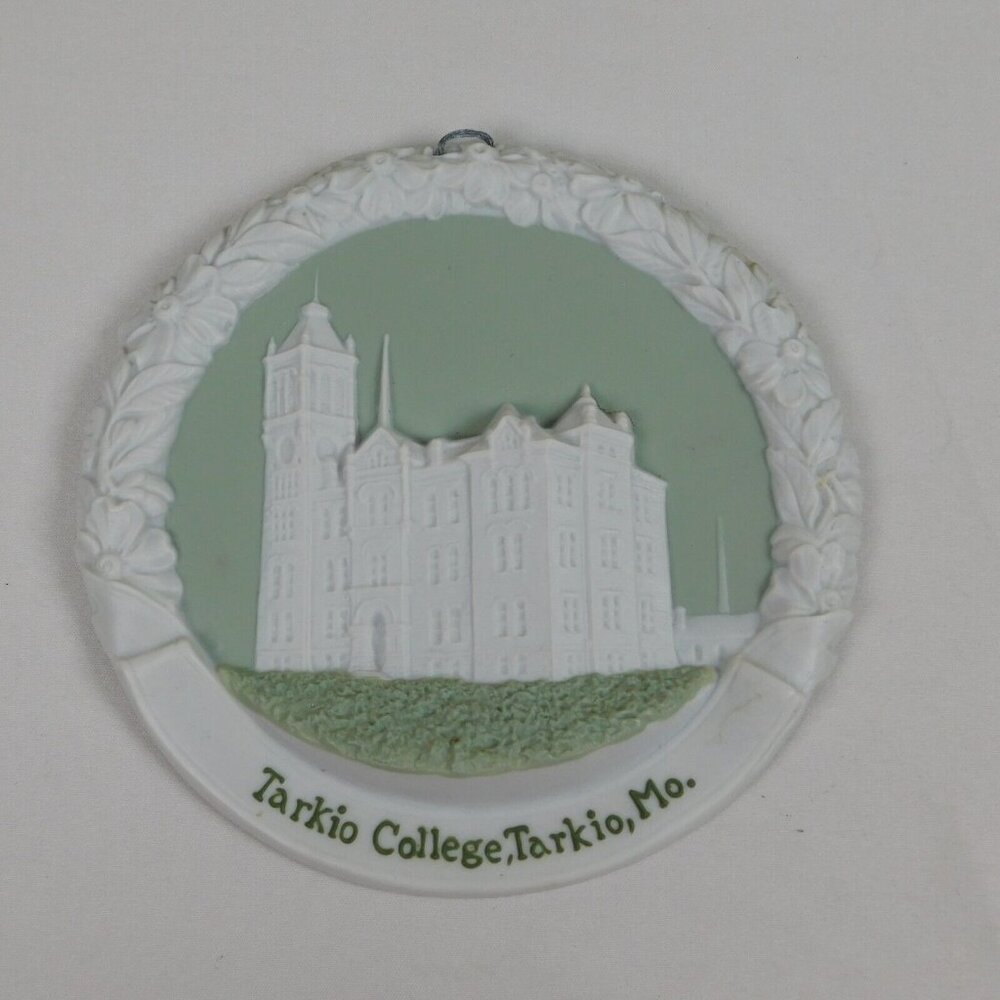 Tarkio College Missouri Green Jasperware Wall Decor 5.5" Plaque Vintage